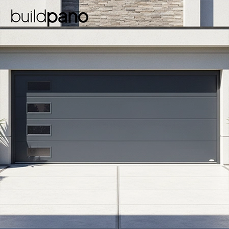 Frameless garage door with window