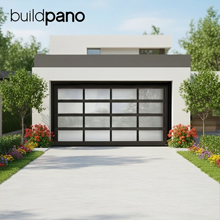 Frosted glass garage door